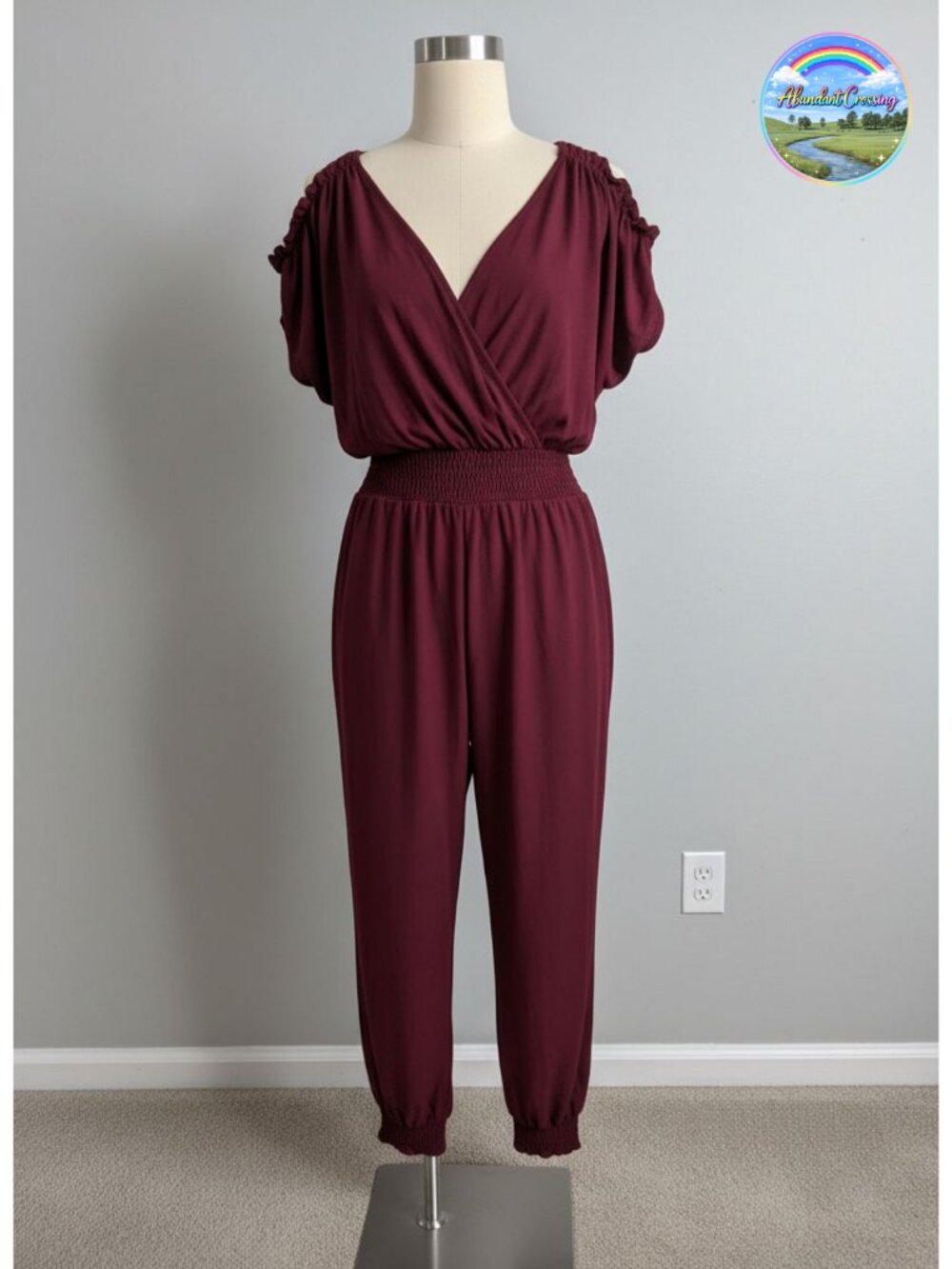Women's Cold Shoulder V-Neck Jumpsuit with Pockets Adjustable Straps